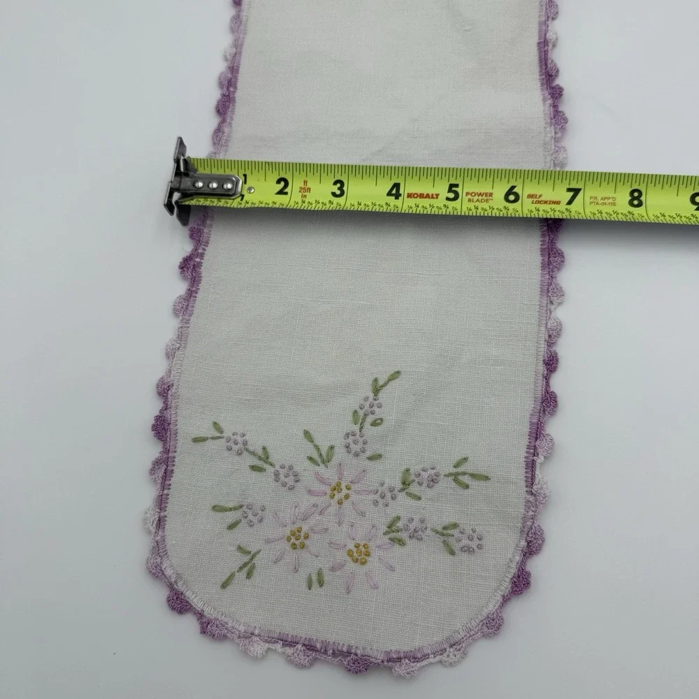 Antique 3 Piece Embroidered Linen Armchair Set‎ Textiles Antimacassar Lavender